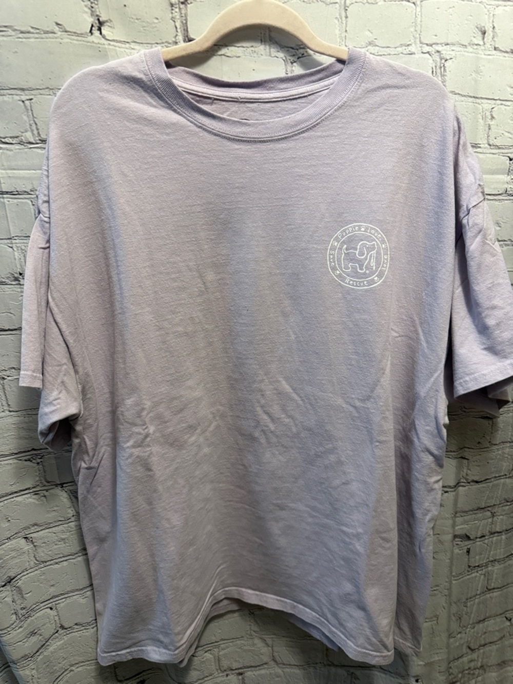 Womens Crewneck Tee in Soft Lavender with Subtle Chest Emblem